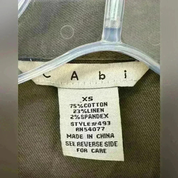 CAbi 493 Olive Green Military Button Up Cargo Jacket Womens‎ Size XS Stretch - Picture 4 of 6